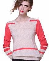 Women's Colorblock V-Neck Cashmere Sweater