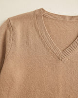 Women's Colorblock V-Neck Cashmere Sweater — Beige