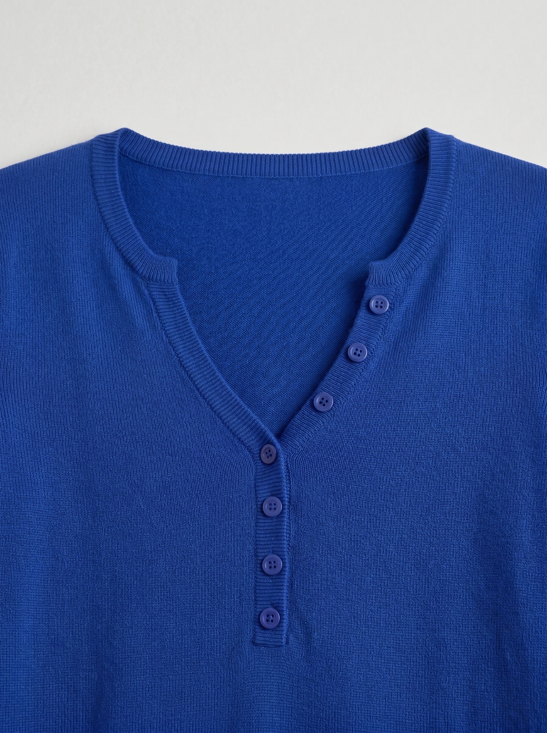Women's V-Neck Knit Sweater — Blue