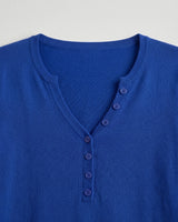 Women's V-Neck Knit Sweater — Blue