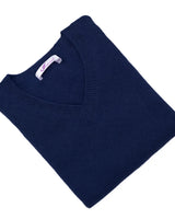 Women's V-Neck Cashmere Sweater - Dark blue