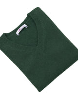 Women's V-Neck Cashmere Sweater - Dark green