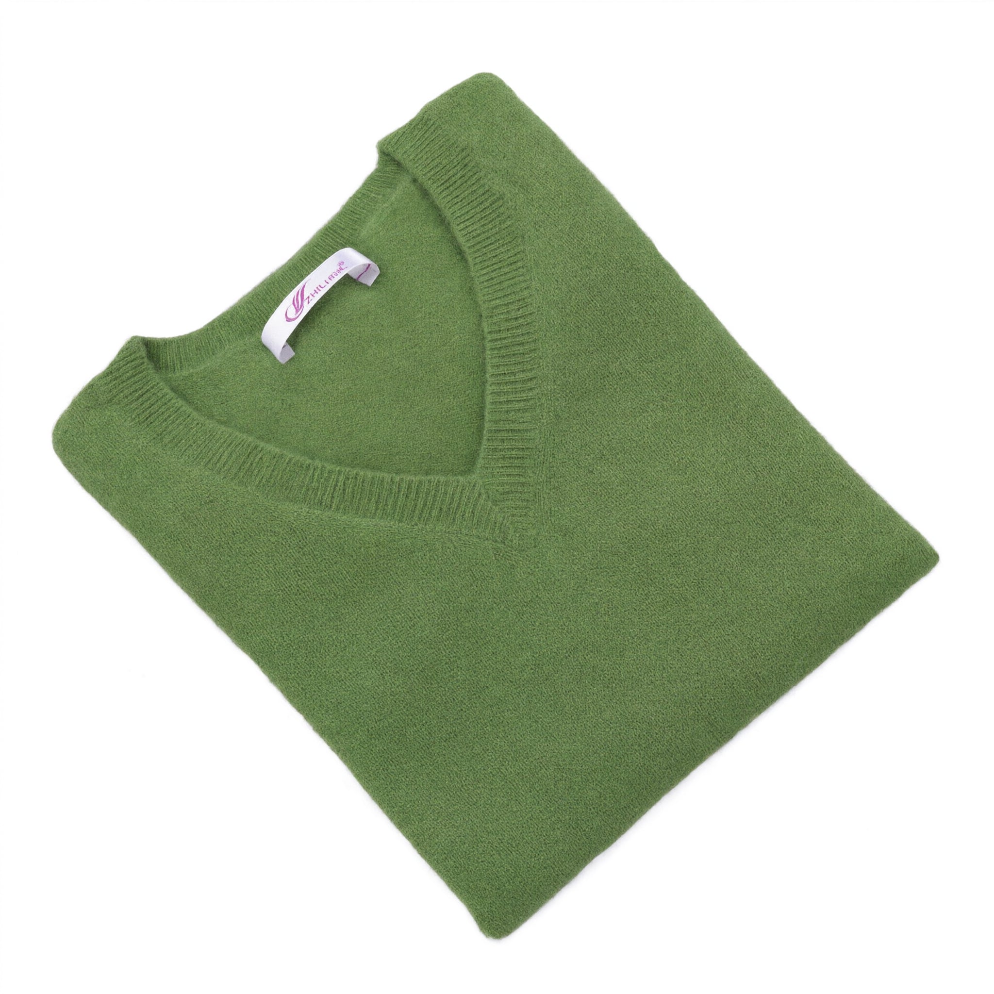 Women's V-Neck Cashmere Sweater - Green