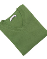 Women's V-Neck Cashmere Sweater - Green