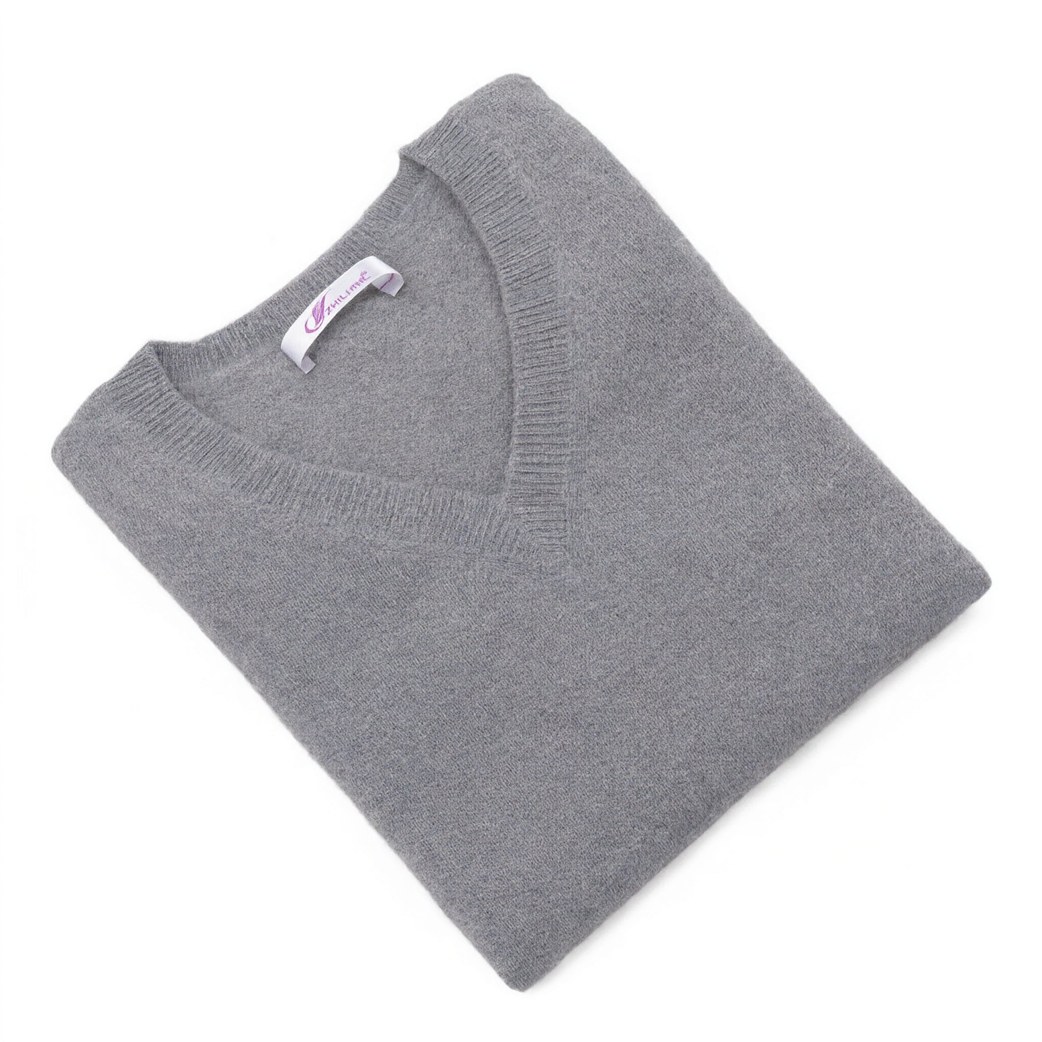Women's V-Neck Cashmere Sweater - Grey