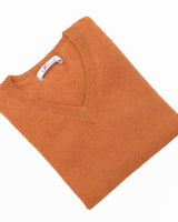 Women's V-Neck Cashmere Sweater - Orange