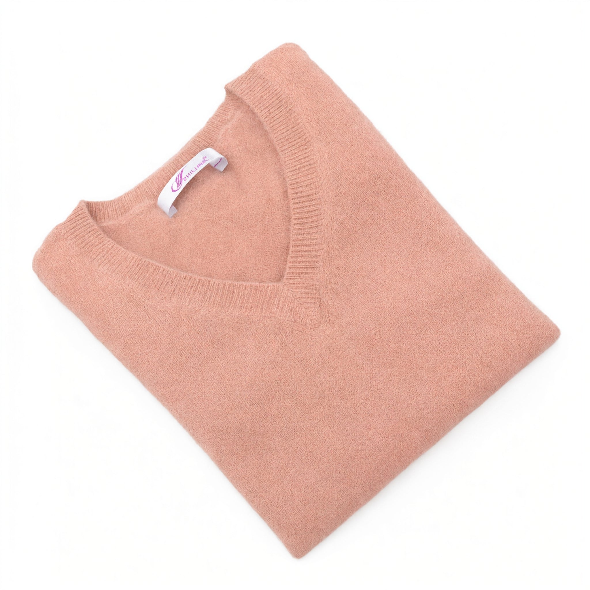 Women's V-Neck Cashmere Sweater - Peach
