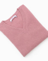 Women's V-Neck Cashmere Sweater - Pink