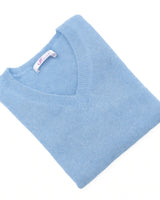 Women's V-Neck Cashmere Sweater - Sky blue