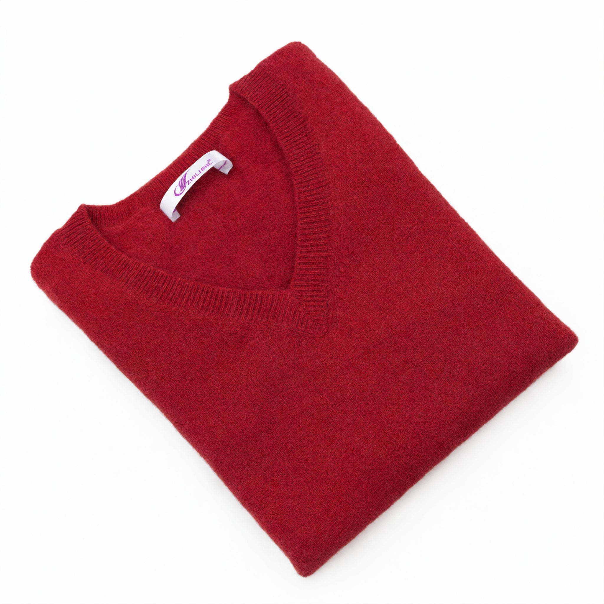 Women's V-Neck Cashmere Sweater - Tapestry red
