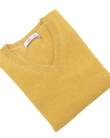 Women's V-Neck Cashmere Sweater - Yellow