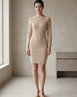 Women's Multi-Color Cashmere Sweater Dress — Beige