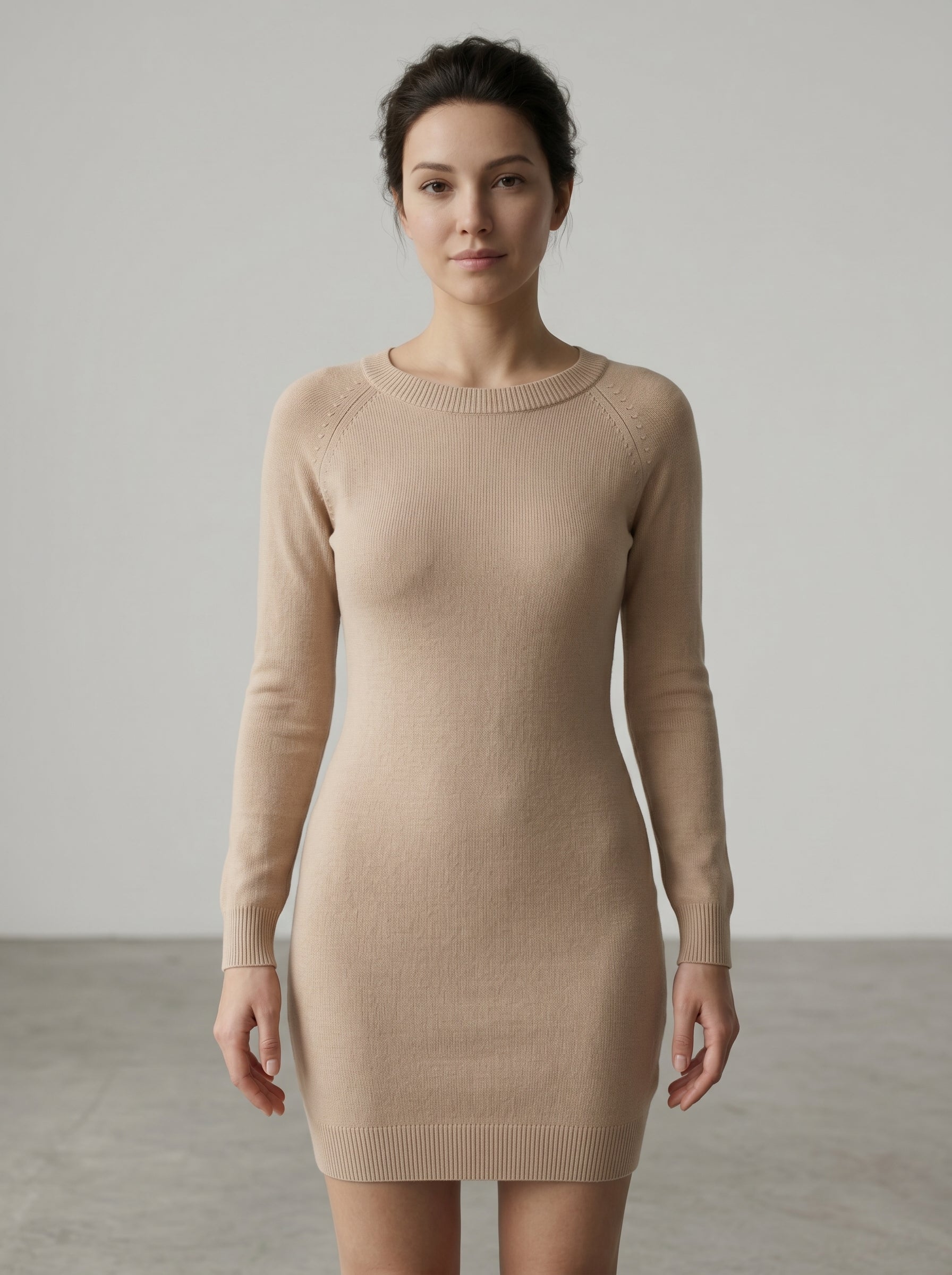 Women's Multi-Color Cashmere Sweater Dress — Beige