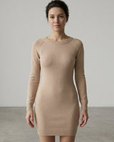 Women's Multi-Color Cashmere Sweater Dress — Beige