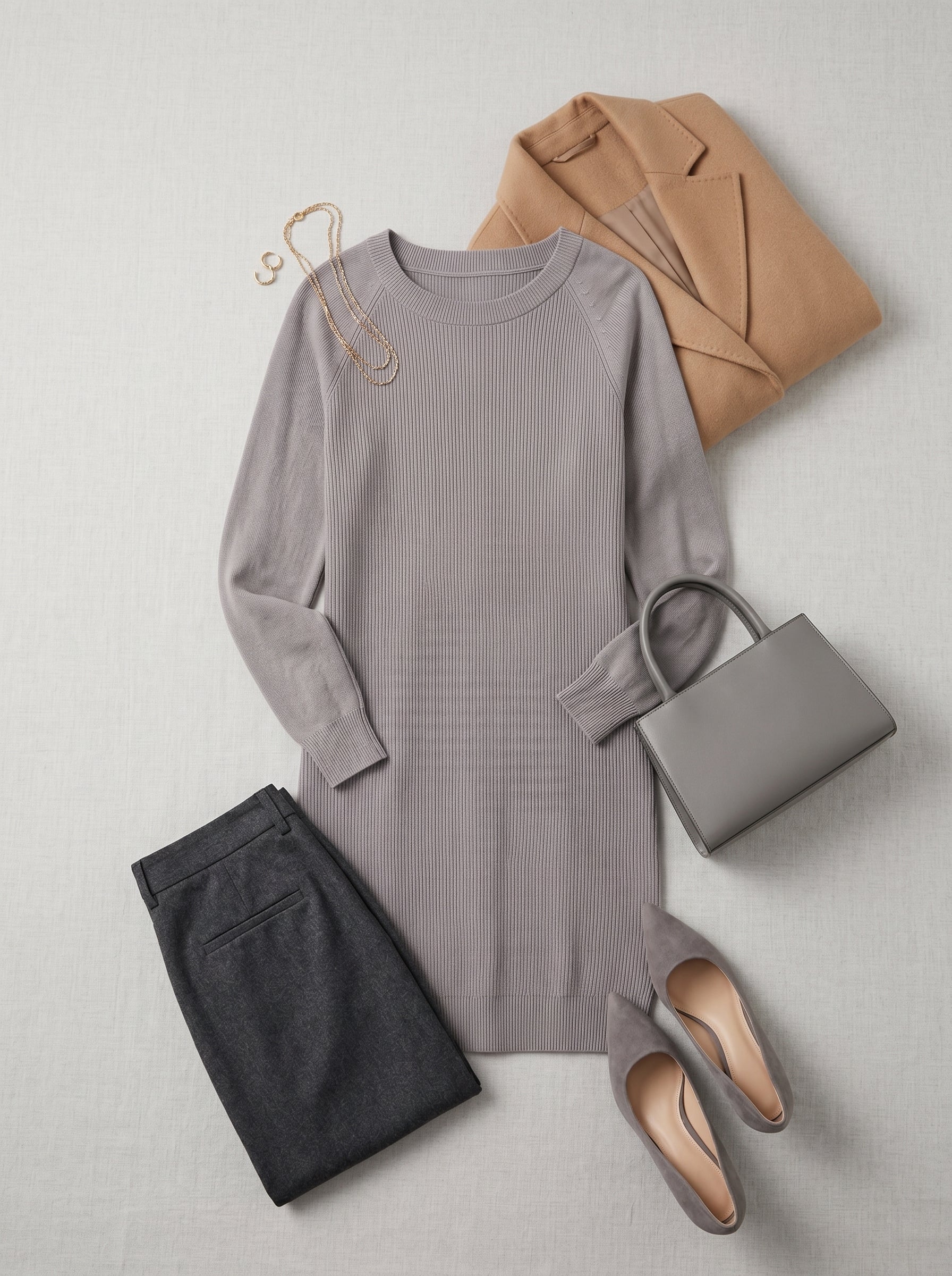 Women's Multi-Color Cashmere Sweater Dress — Grey