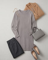 Women's Multi-Color Cashmere Sweater Dress — Grey