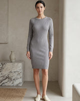Women's Multi-Color Cashmere Sweater Dress — Grey