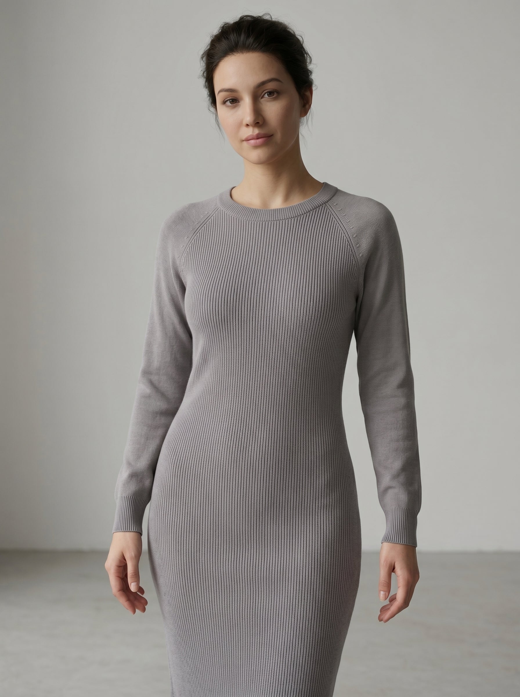 Women's Multi-Color Cashmere Sweater Dress — Grey