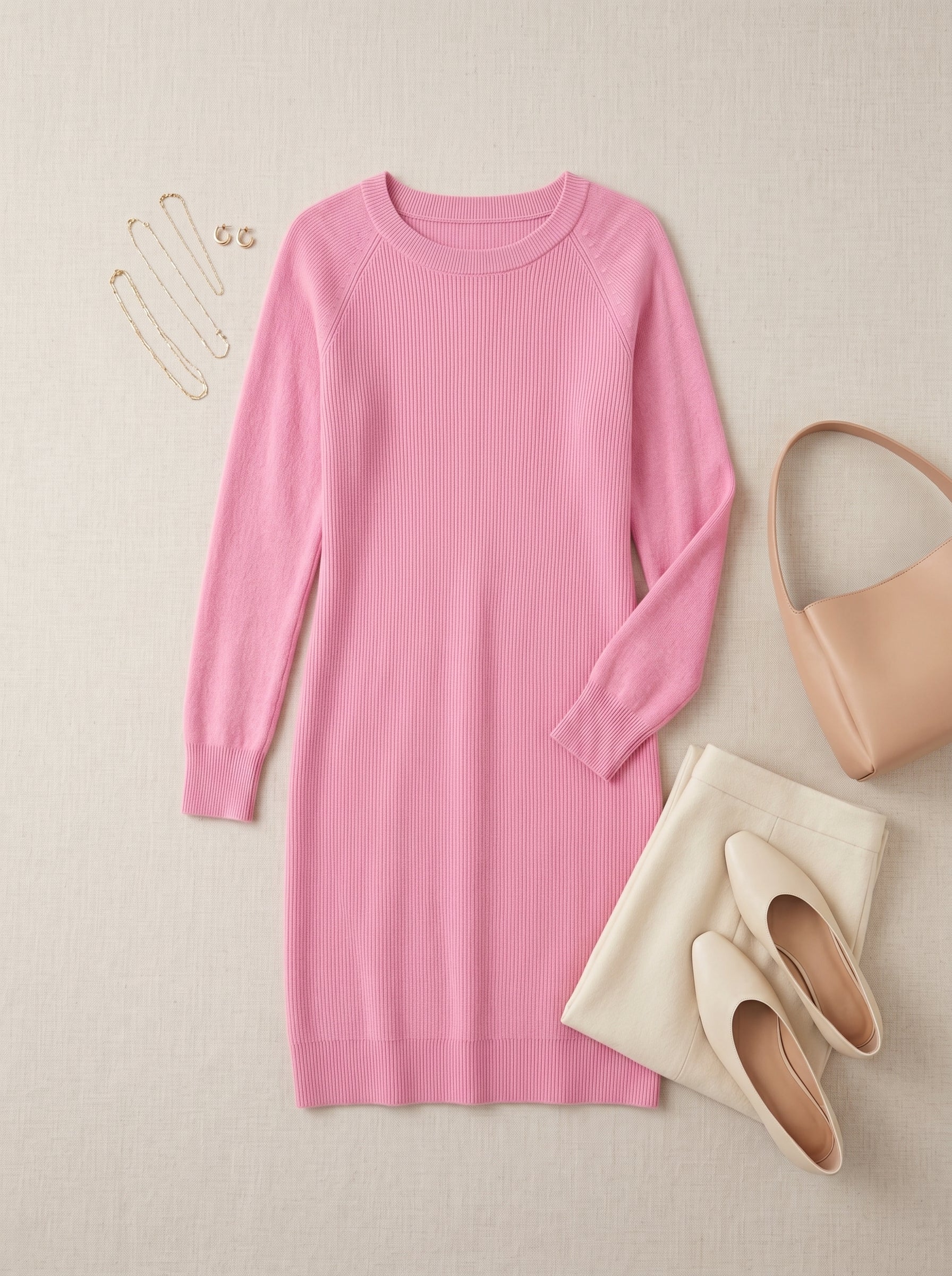 Women's Multi-Color Cashmere Sweater Dress — Pink