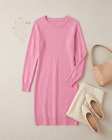 Women's Multi-Color Cashmere Sweater Dress — Pink