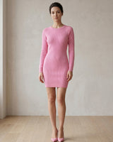 Women's Multi-Color Cashmere Sweater Dress — Pink