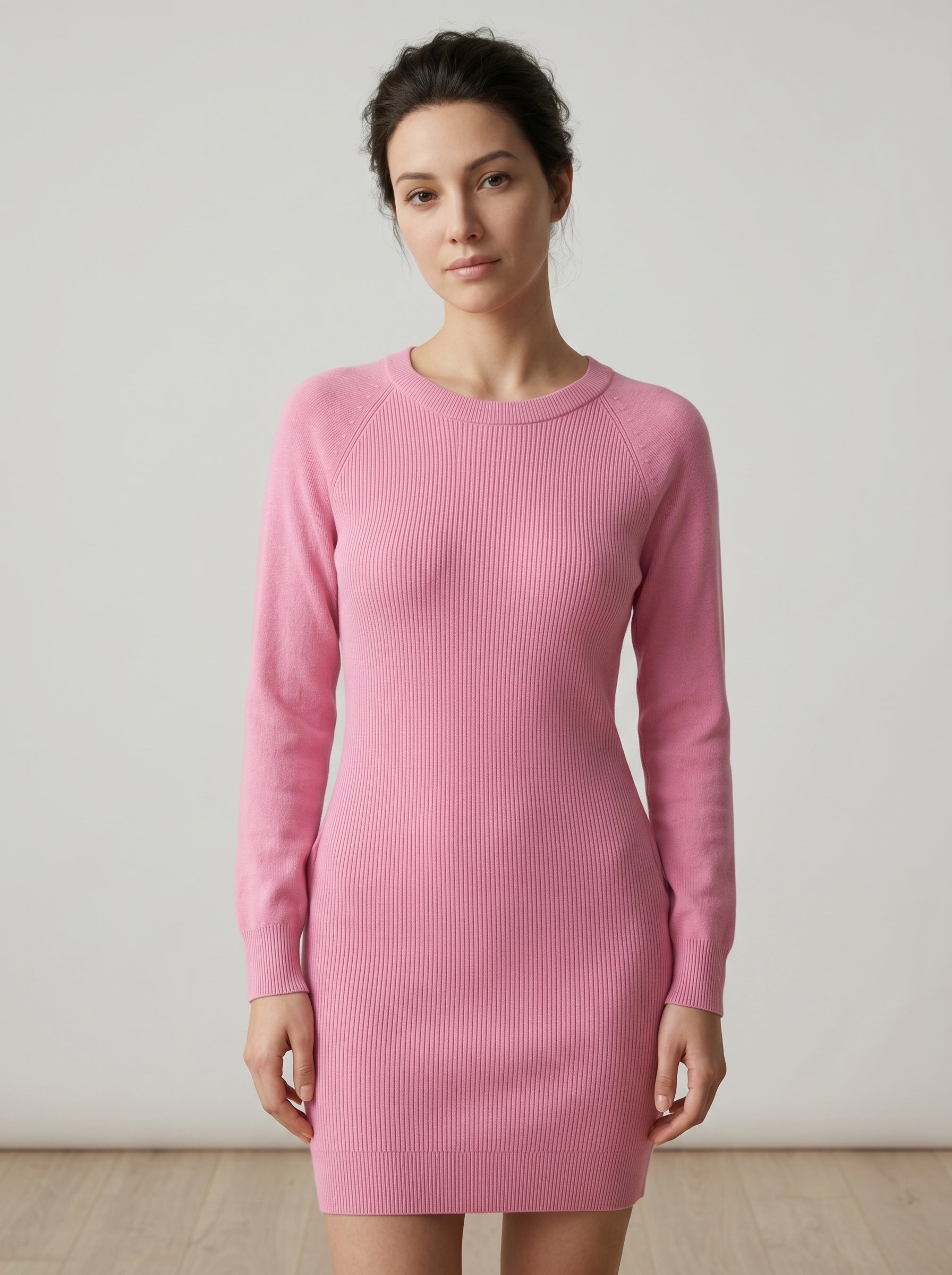 Women's Multi-Color Cashmere Sweater Dress — Pink
