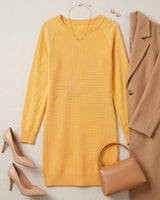 Women's Multi-Color Cashmere Sweater Dress — Yellow