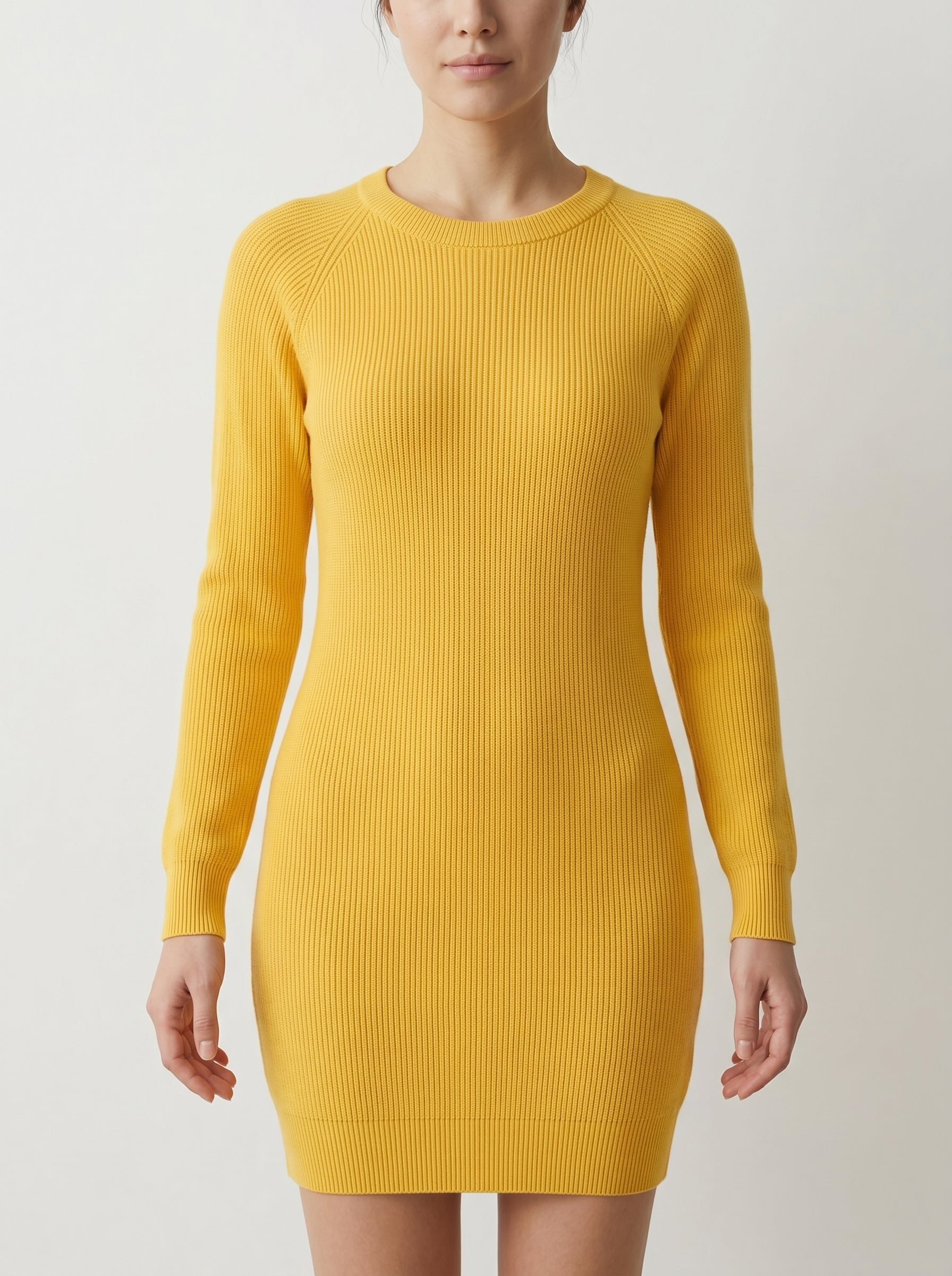 Women's Multi-Color Cashmere Sweater Dress — Yellow