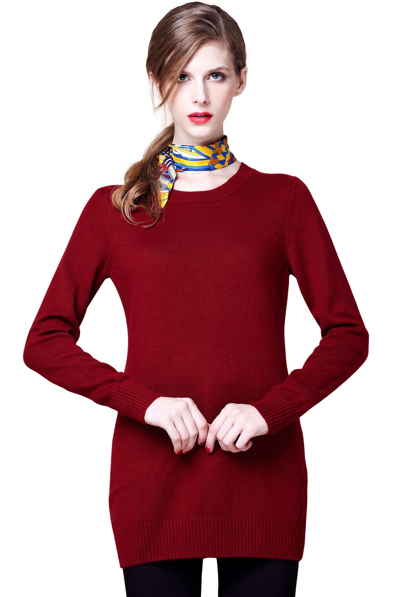 Women's Multi-Color Mid-Length Cashmere Dress