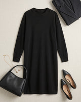 Women's Multi-Color Mid-Length Cashmere Dress — Black