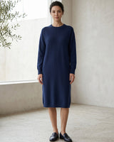 Women's Multi-Color Mid-Length Cashmere Dress — Dark blue