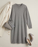 Women's Multi-Color Mid-Length Cashmere Dress — Grey
