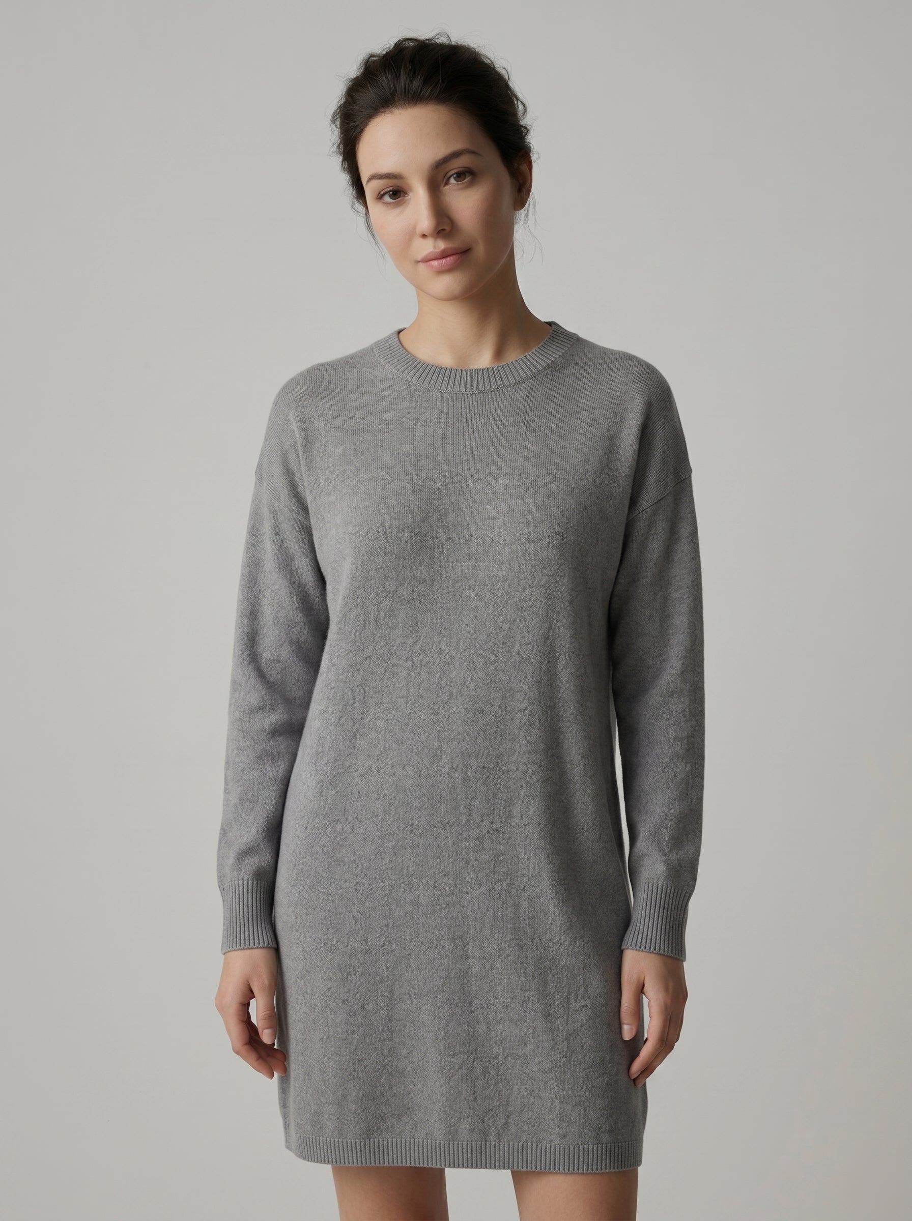Women's Multi-Color Mid-Length Cashmere Dress — Grey