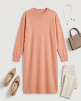 Women's Multi-Color Mid-Length Cashmere Dress — Peach