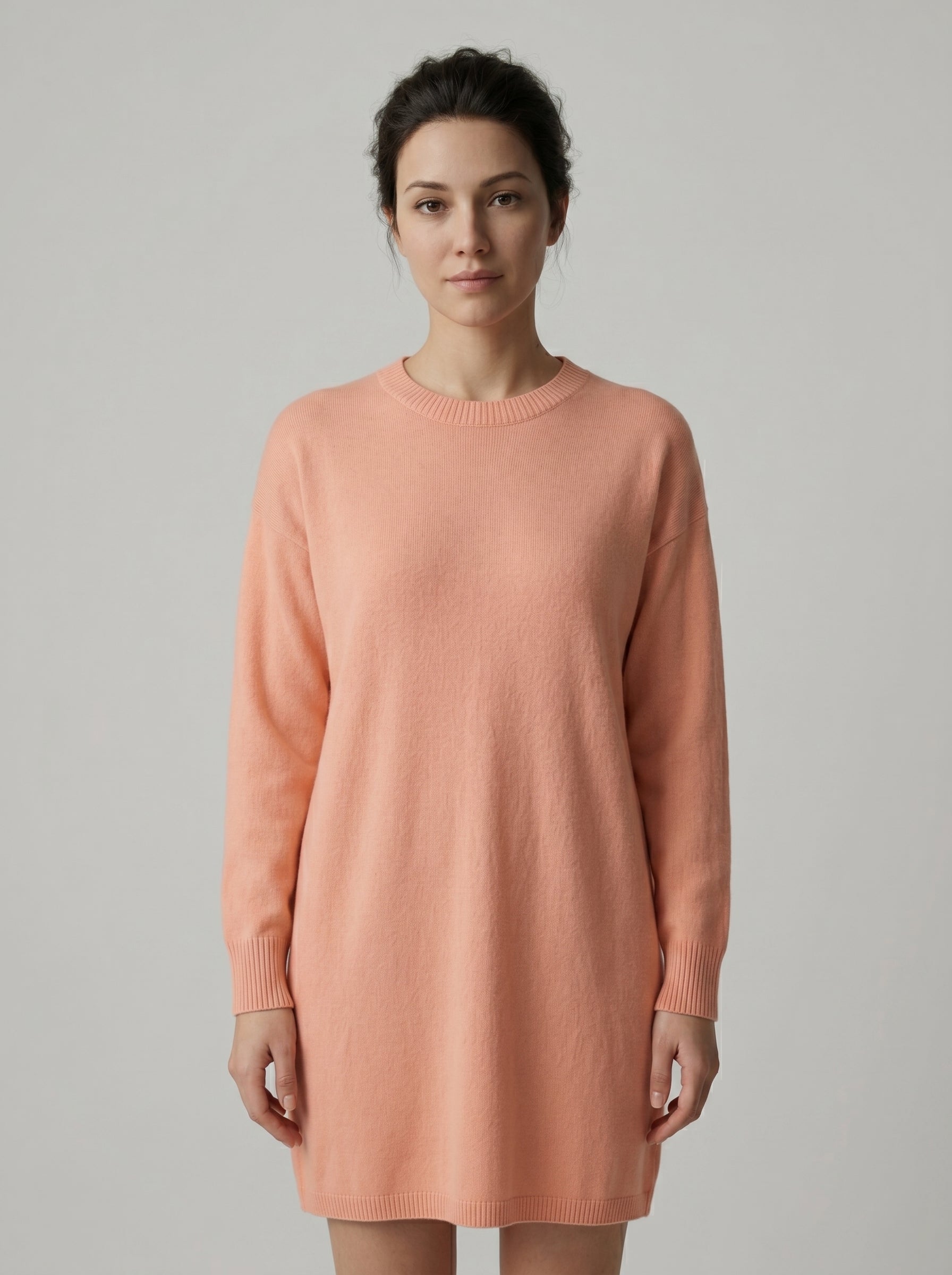 Women's Multi-Color Mid-Length Cashmere Dress — Peach