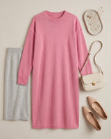 Women's Multi-Color Mid-Length Cashmere Dress — Pink