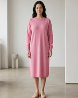 Women's Multi-Color Mid-Length Cashmere Dress — Pink