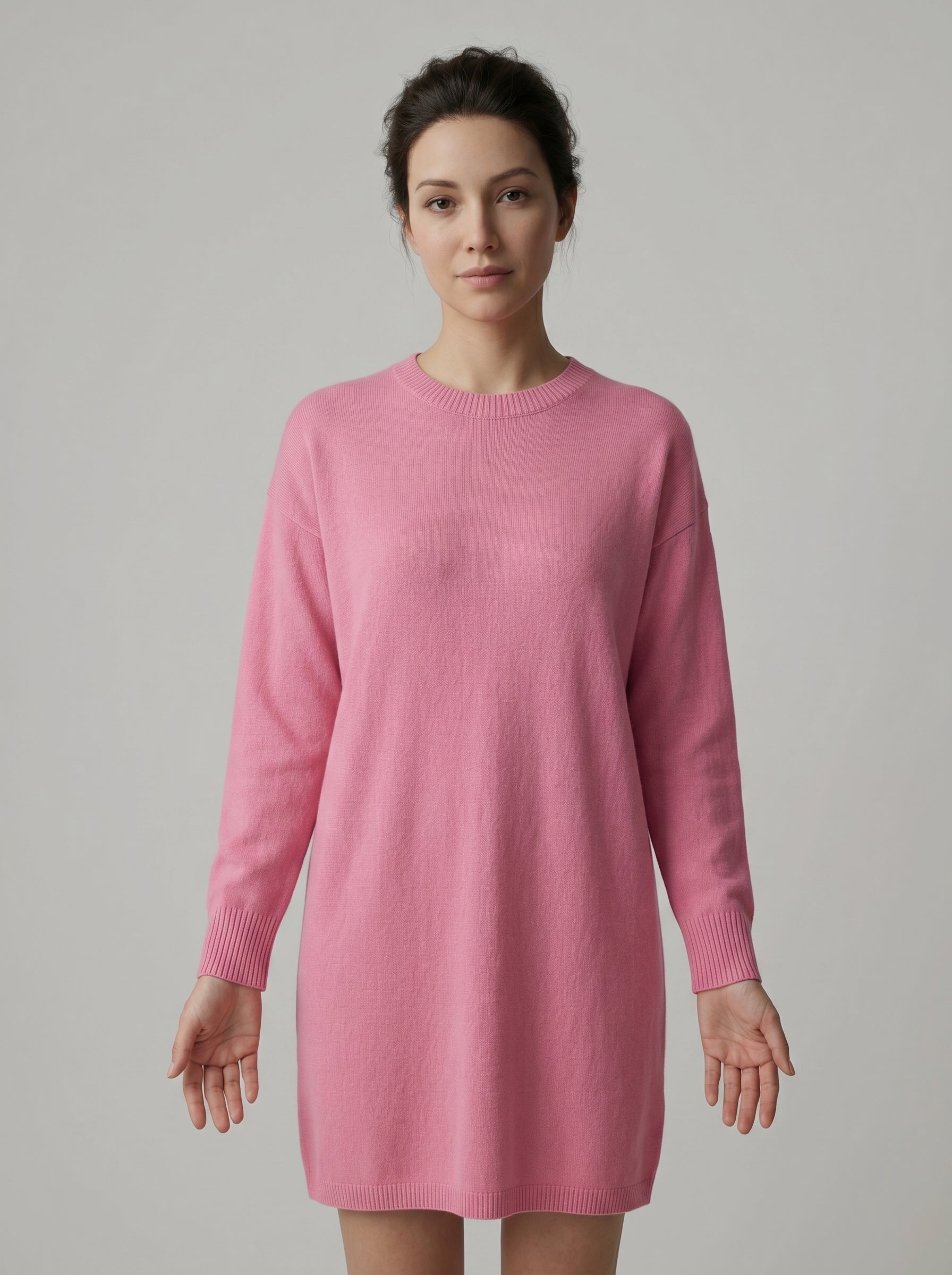 Women's Multi-Color Mid-Length Cashmere Dress — Pink
