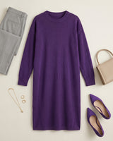 Women's Multi-Color Mid-Length Cashmere Dress — Purple