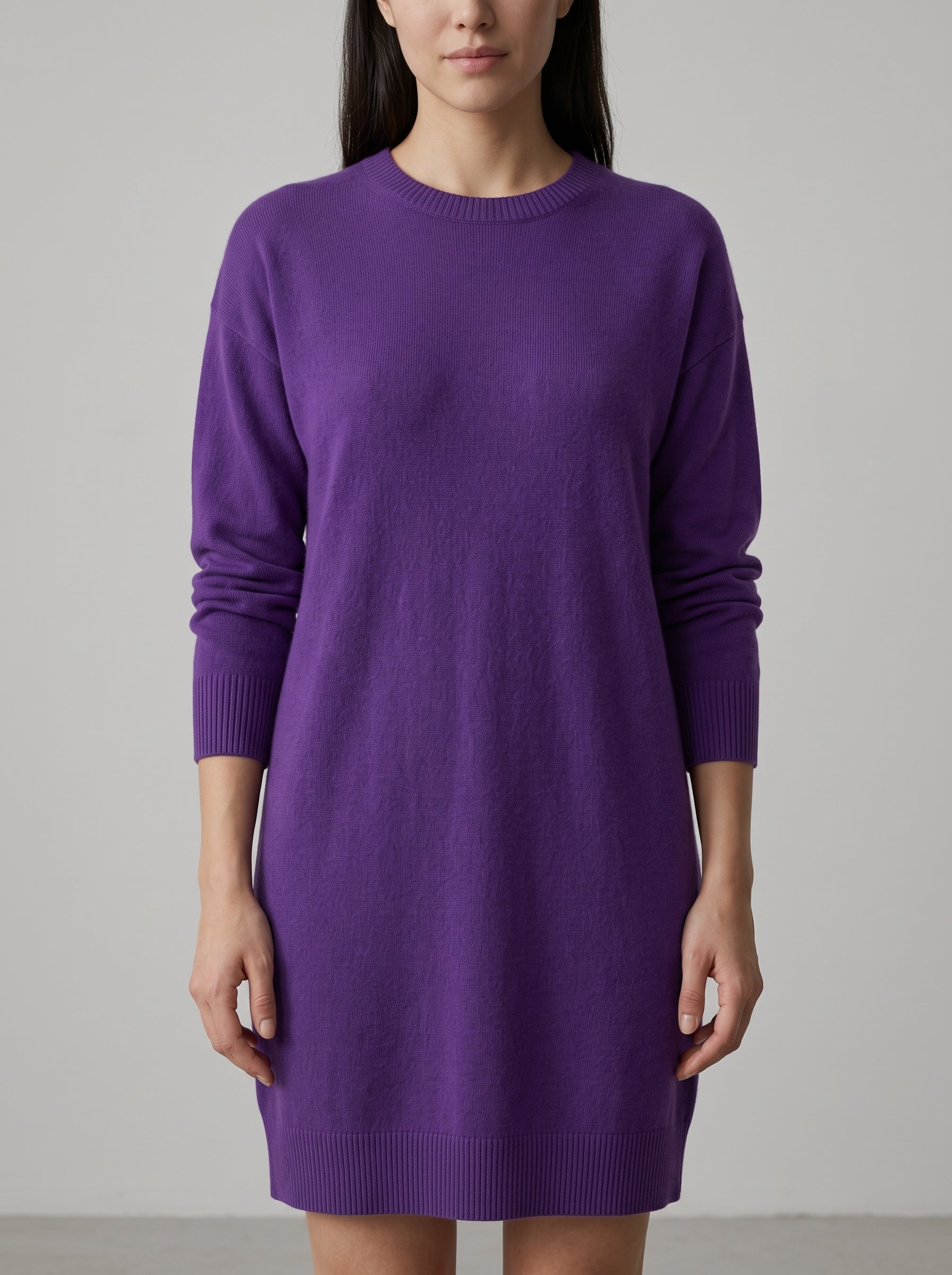 Women's Multi-Color Mid-Length Cashmere Dress — Purple