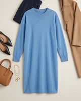 Women's Multi-Color Mid-Length Cashmere Dress — Sky blue
