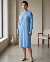 Women's Multi-Color Mid-Length Cashmere Dress — Sky blue