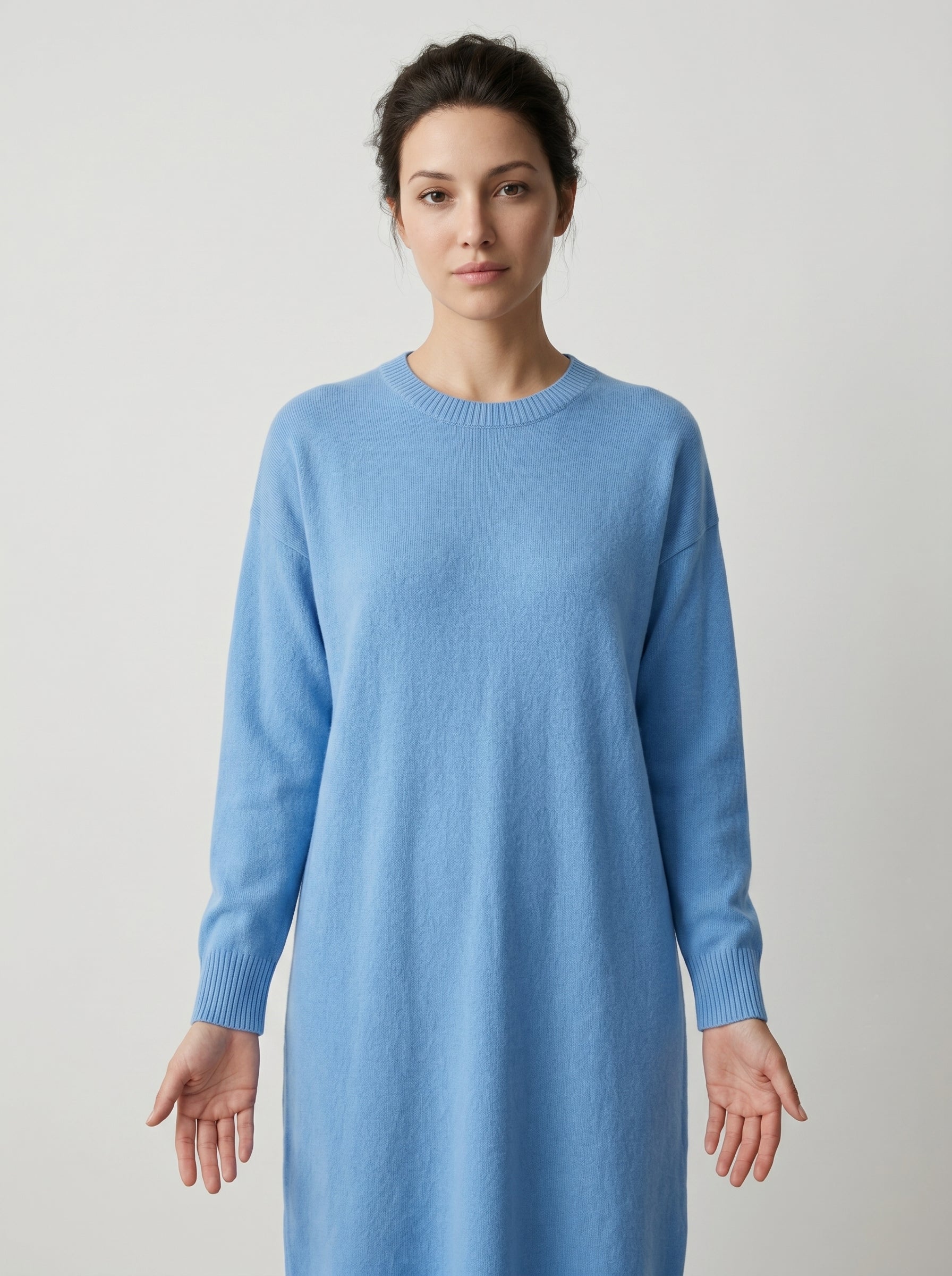 Women's Multi-Color Mid-Length Cashmere Dress — Sky blue