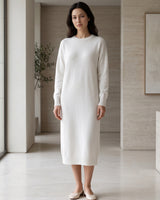 Women's Multi-Color Mid-Length Cashmere Dress — White