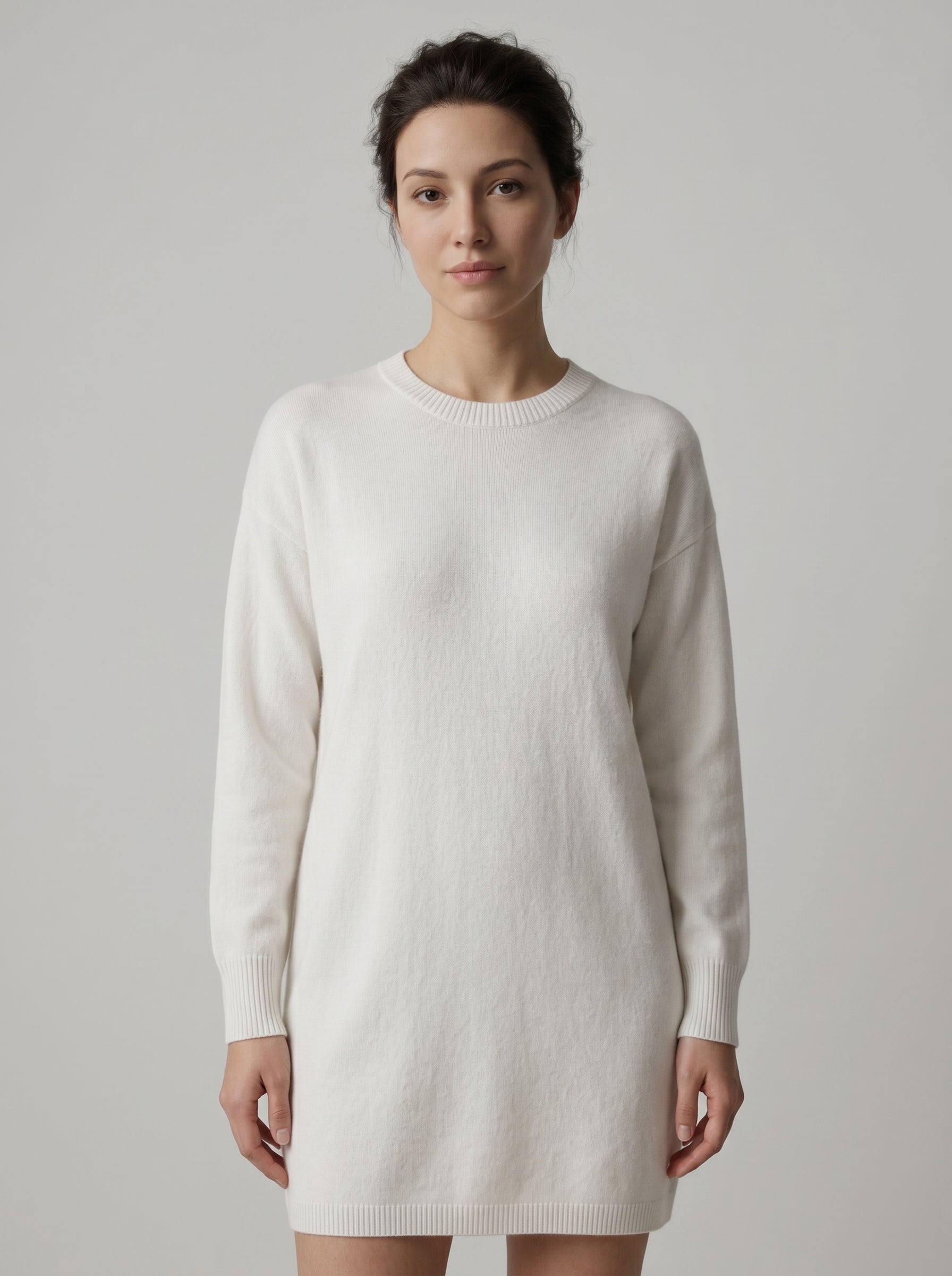 Women's Multi-Color Mid-Length Cashmere Dress — White