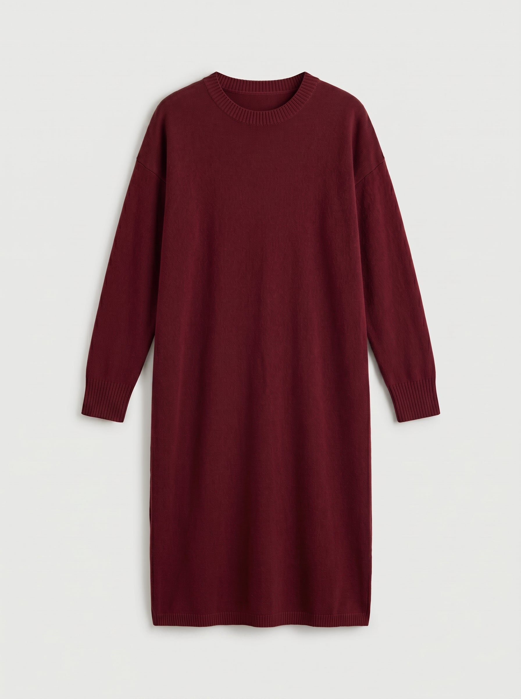 Women's Multi-Color Mid-Length Cashmere Dress — Wine red