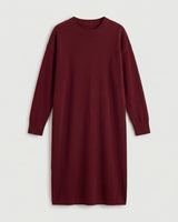 Women's Multi-Color Mid-Length Cashmere Dress — Wine red