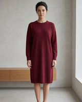 Women's Multi-Color Mid-Length Cashmere Dress — Wine red