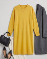 Women's Multi-Color Mid-Length Cashmere Dress — Yellow