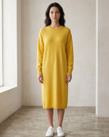 Women's Multi-Color Mid-Length Cashmere Dress — Yellow